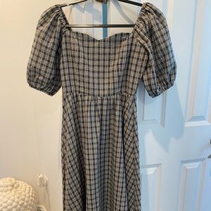 Plaid Puff Sleeve Dress